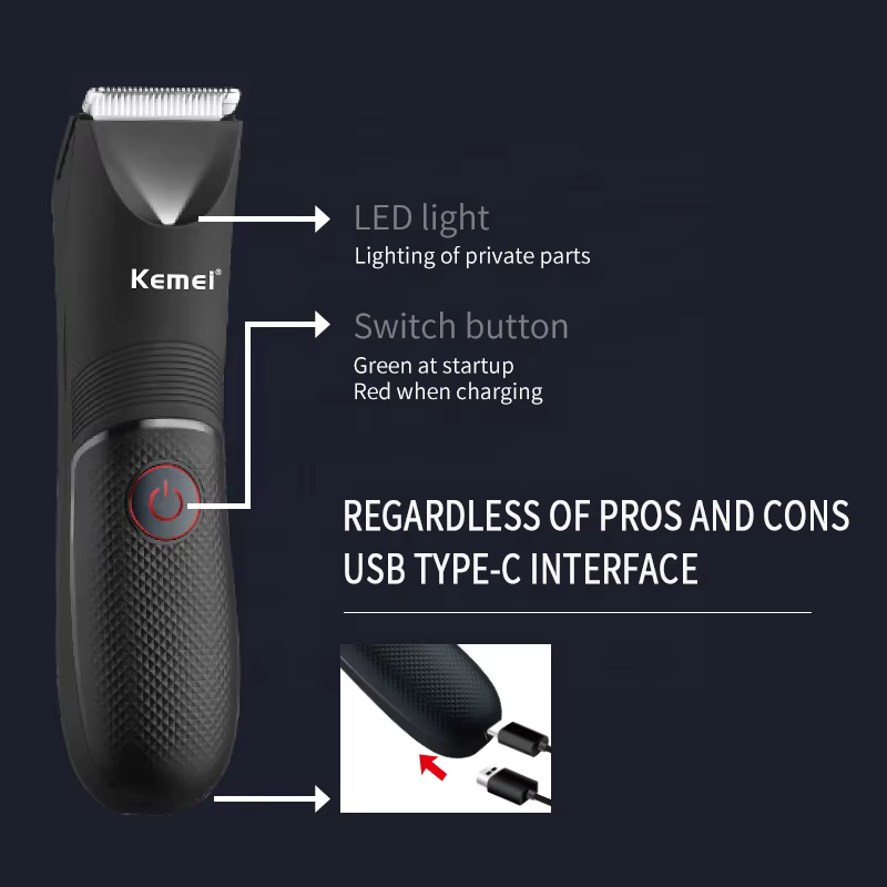 Kemei KM-1838 zone d'aine tondeuse à cheveux