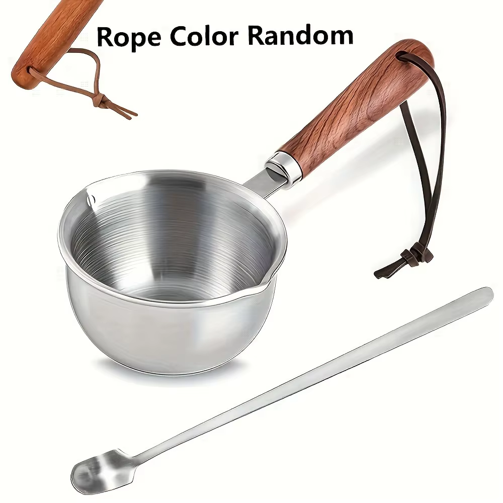 Pot en acier inoxydable de 10oz avec manche en bois