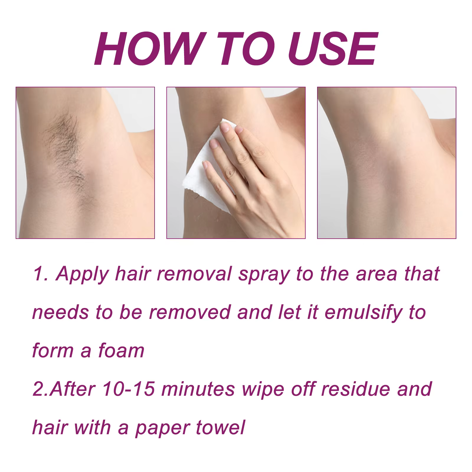 Spray d'épilation du corps inhibiteur de cheveux indolore aisselles jambe réduction
