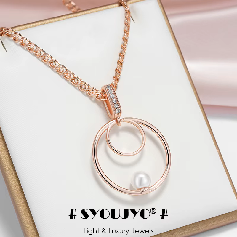 SYOUJYO – collier rond en Zircon naturel pour femmes, Micro cire, couleur or Rose 585, bijoux de luxe à la mode, cadeau