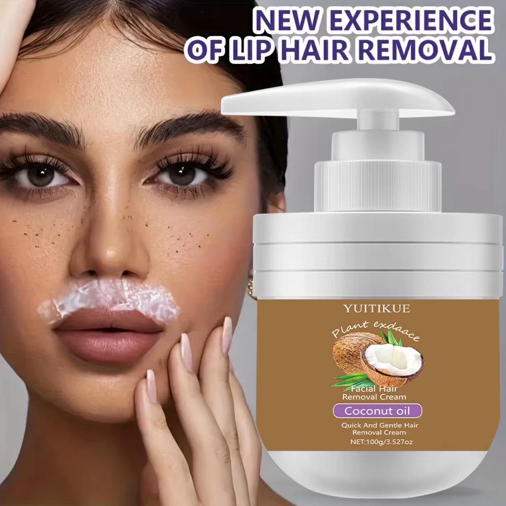 Crème dépilatoire visage à l'huile de coco YUITIKUE - Épilateur doux pour les lèvres