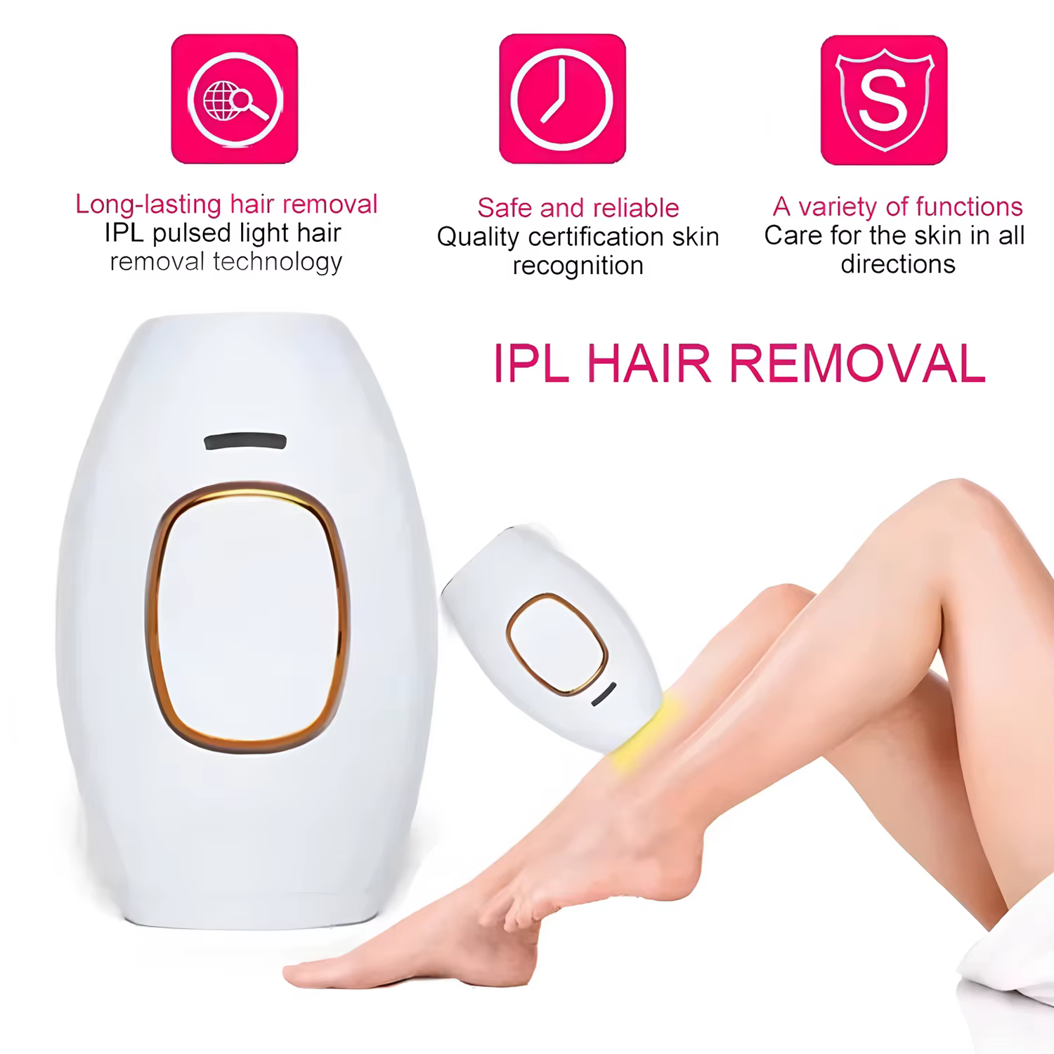 Épilateur Laser Électrique Sans Douleur, Appareil d'Épilation IPL à Impulsions pour la Maison, Rasoir Portable Indolore pour Femmes et Hommes, UE