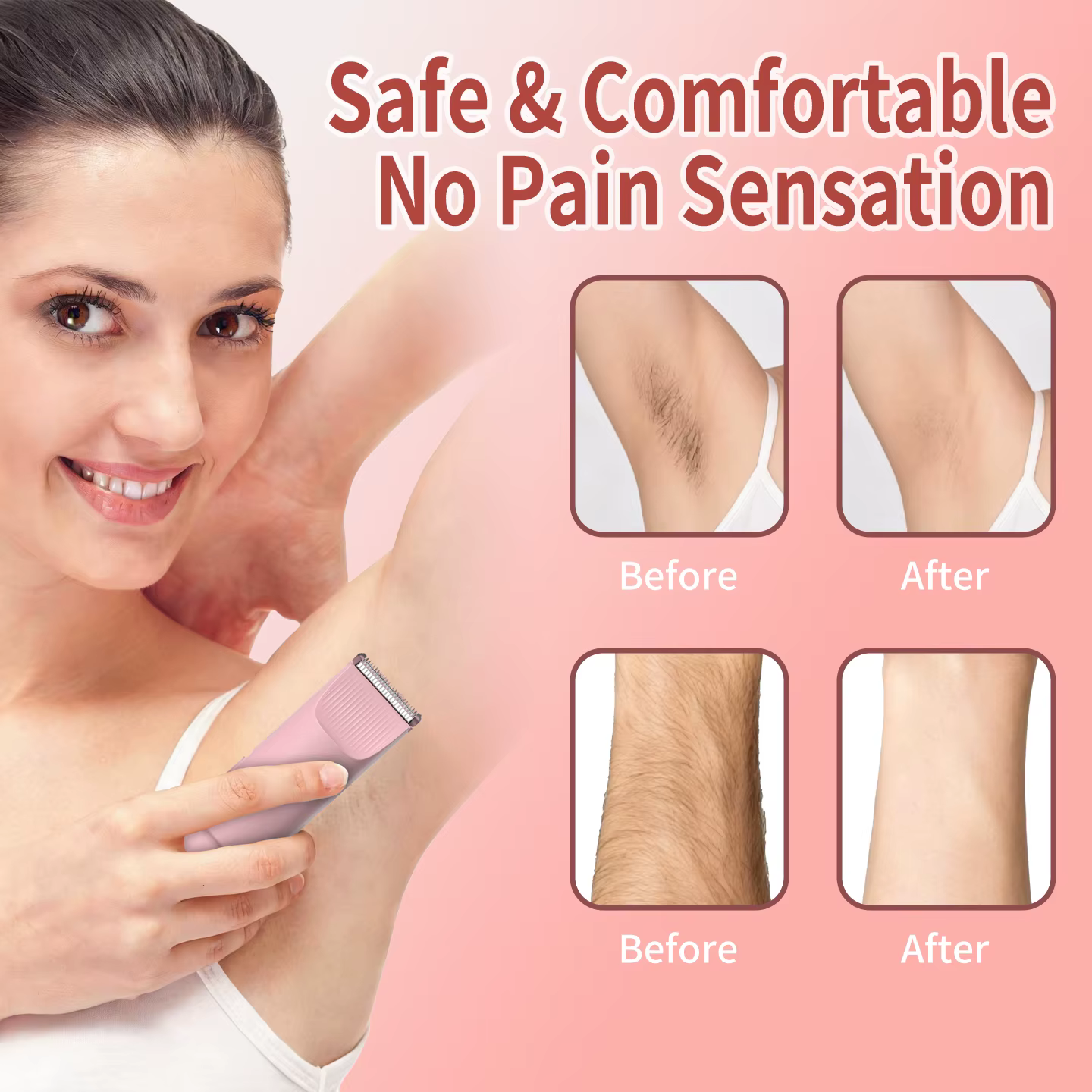 Tondeuse à cheveux électrique 2 en 1 OMUONE pour femmes, rasoir double tête, rasoir pour le corps, le visage et le bikini, rechargeable par USB, sans fil, portable