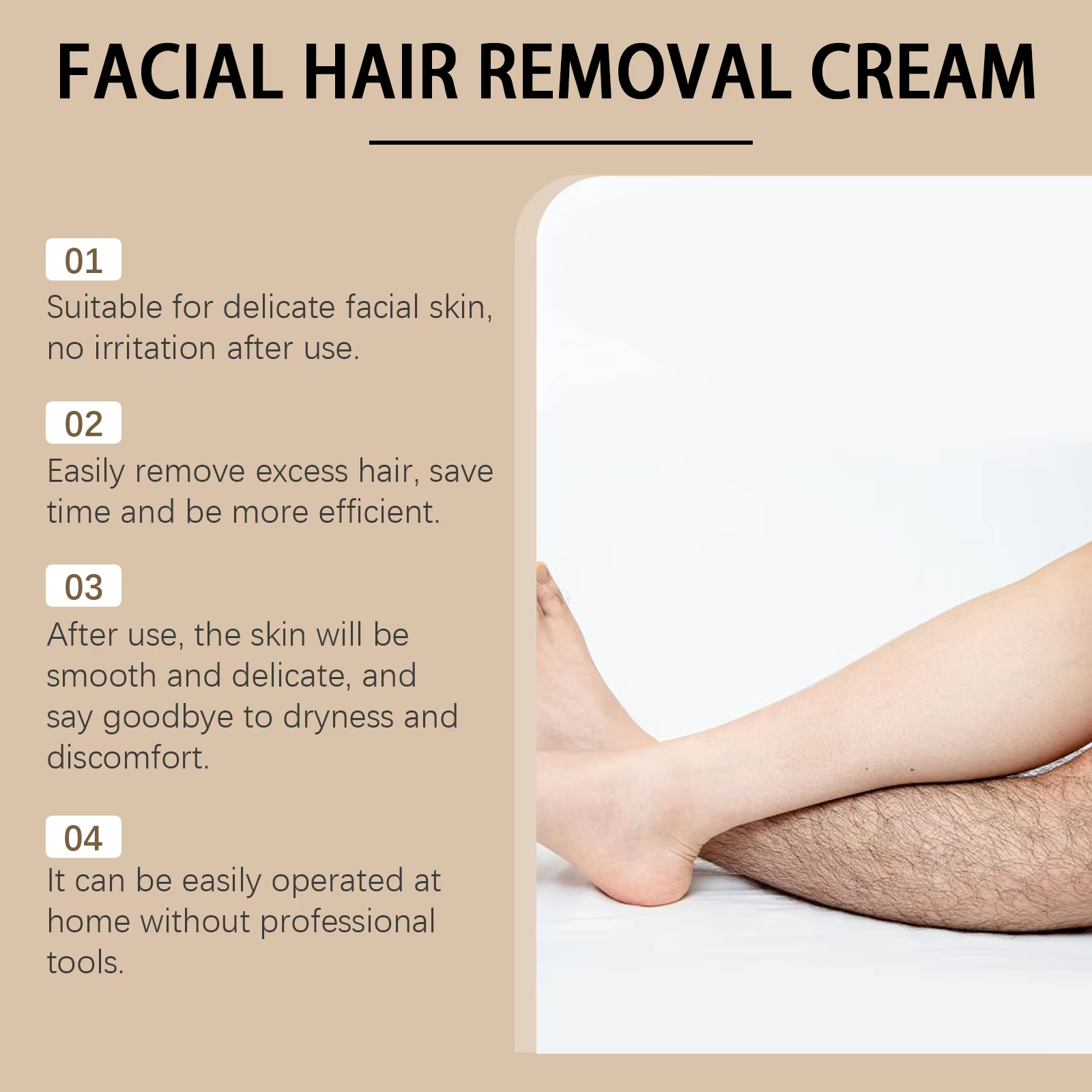 Crème d'épilation du visage à la noix de coco
