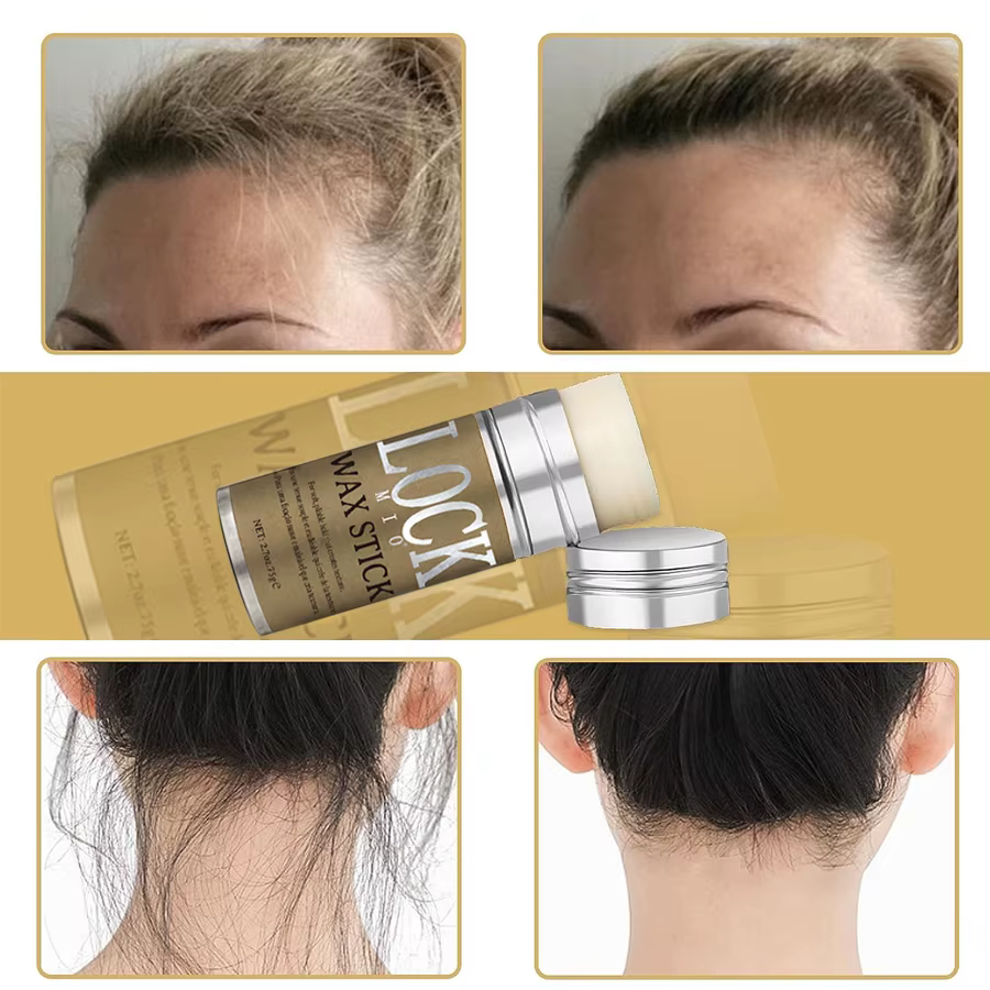 LOCKMIO bâton de cire huile de noix de coco naturelle hydrate adoucir lissage style flyaway contrôle des bords des cheveux forte tenue longue durée