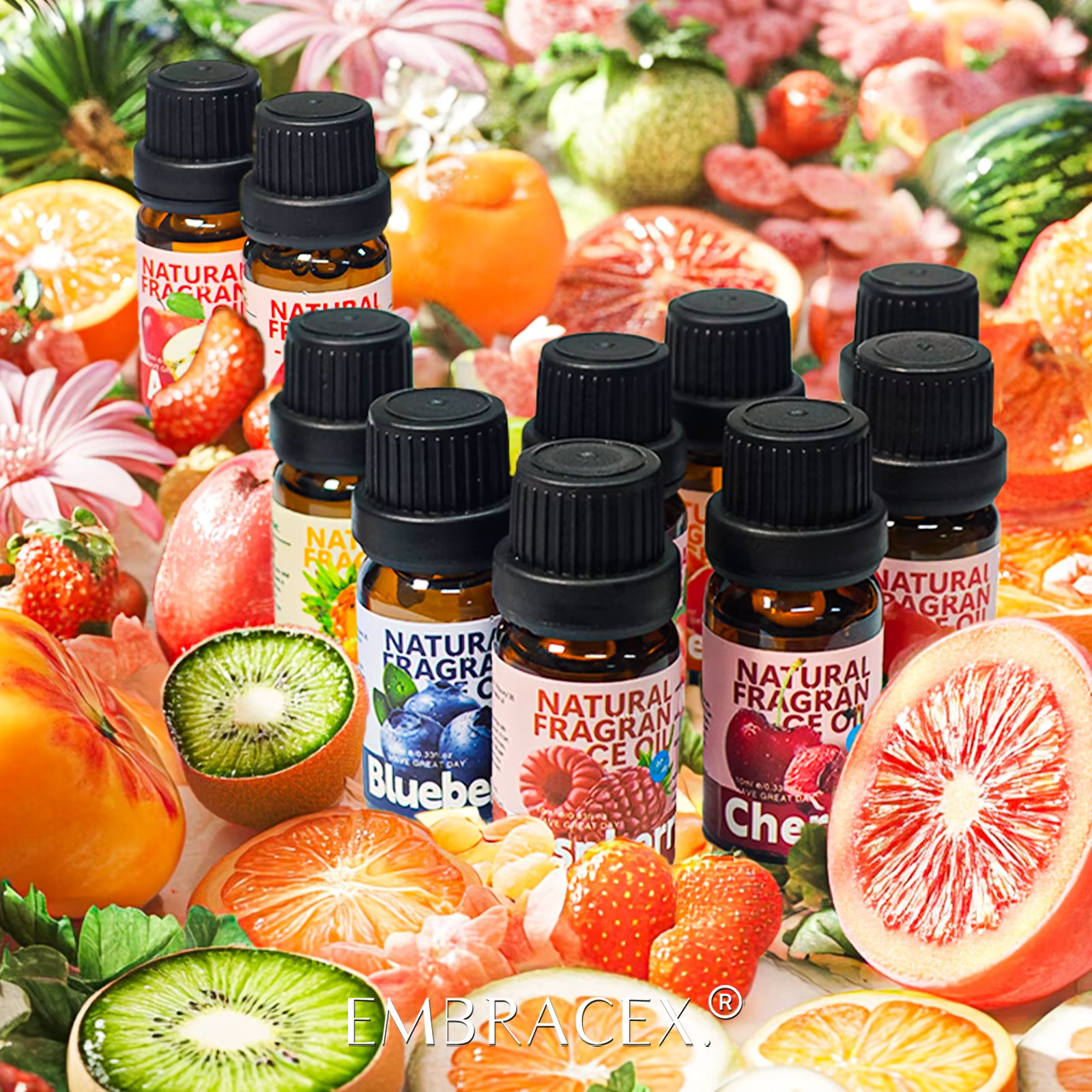28 types d'huiles essentielles de fruits, huile parfumée aux fruits pour diffuseur, fabrication de bougies - Fraise, citron, pêche, banane, mangue