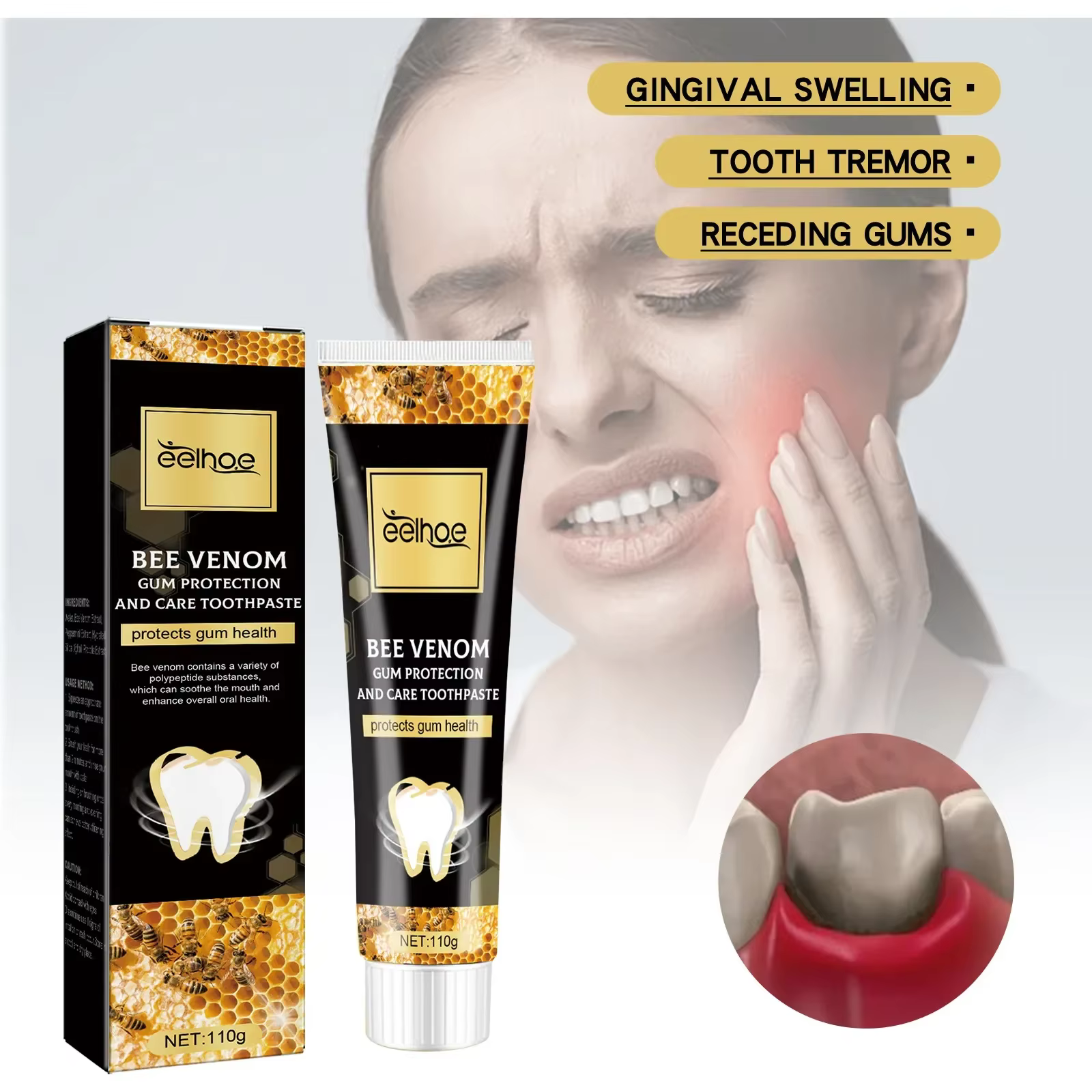 Dentifrice réparateur de gencives, élimination de la plaque dentaire, élimination des caries, protection contre la mauvaise haleine, décoloration des taches dentaires, nettoyage en profondeur, éclairc