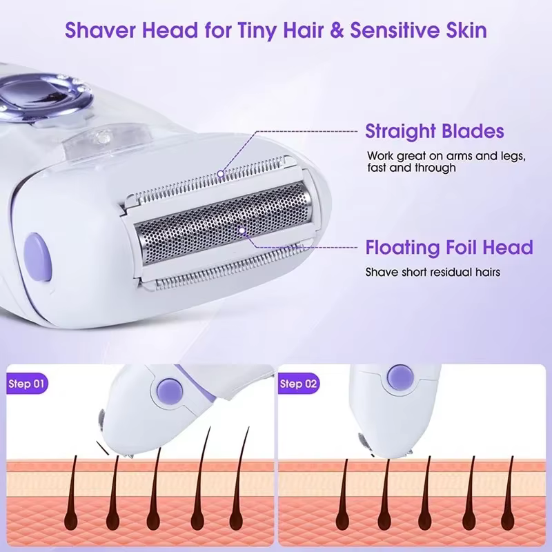 3in1 électrique femmes épilateur femme rasoir jambe corps épilation lèvre menton dépilatoire dame Bikini tondeuse