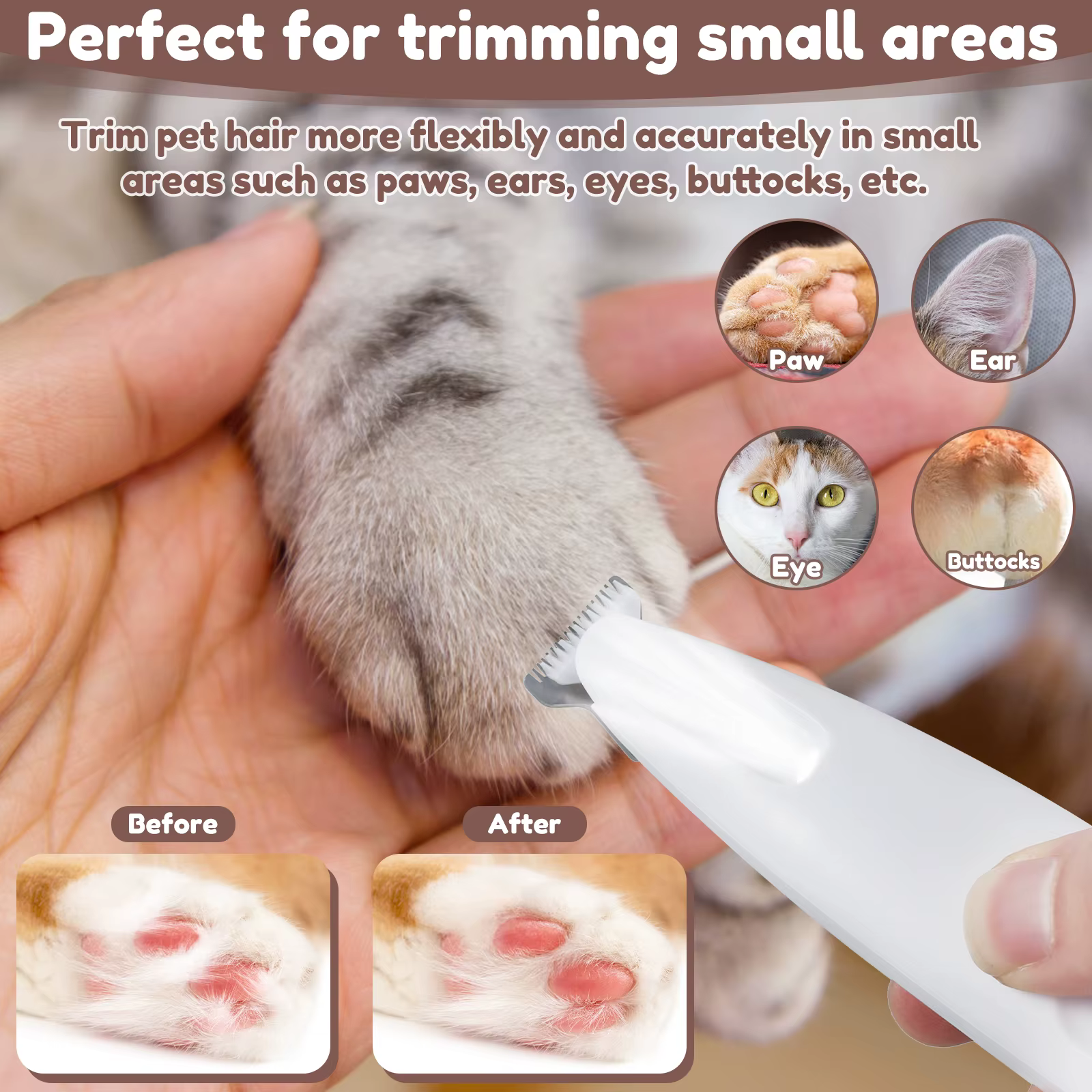 Rasoir de pied pour animaux de compagnie chat rasage poussoir électrique coupe de chien