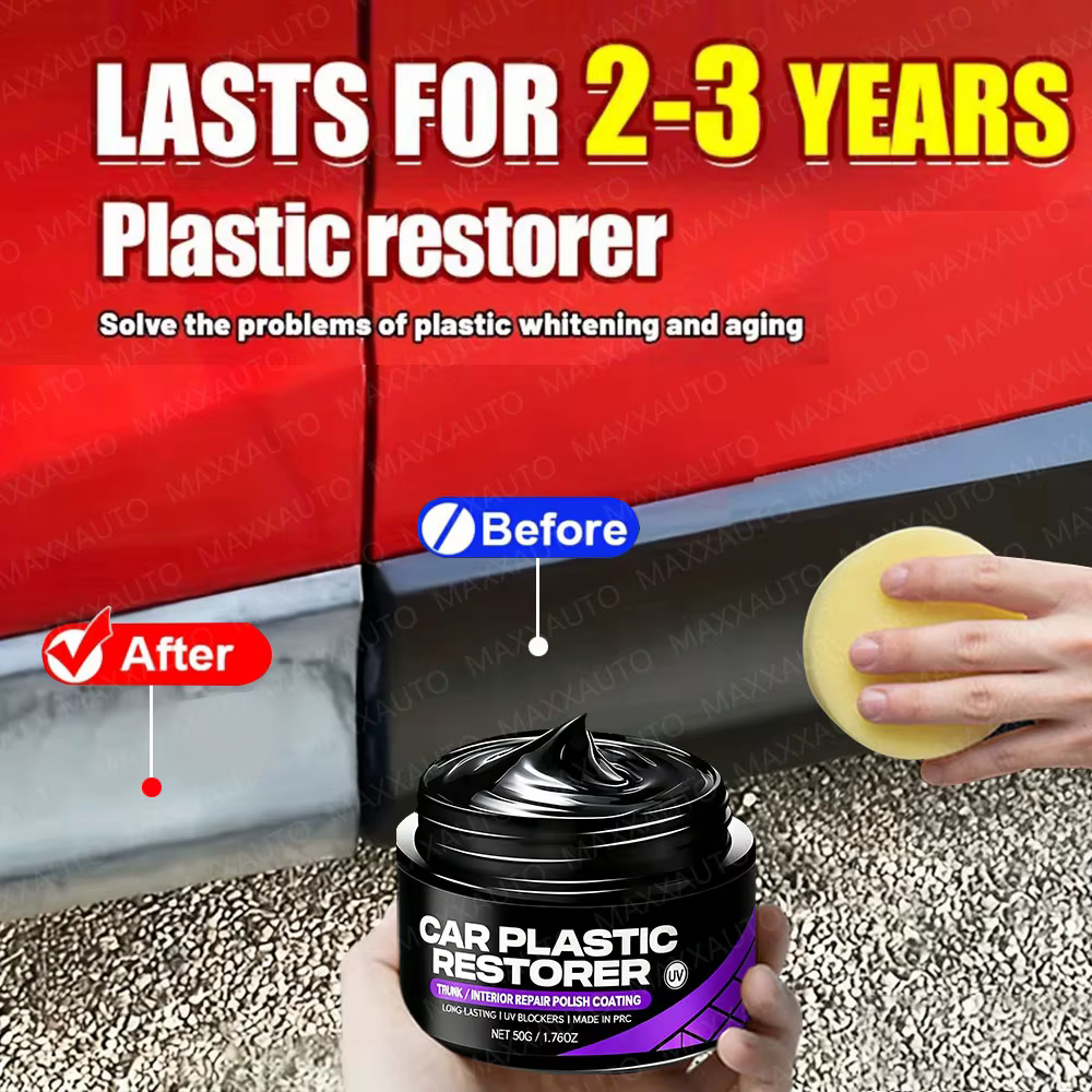 Rénovateur Plastique Voiture Effet Noir Brillant – Agent de Rénovation Cuir et Panneaux Intérieurs Auto – Cire Protectrice et Réparatrice pour Voiture