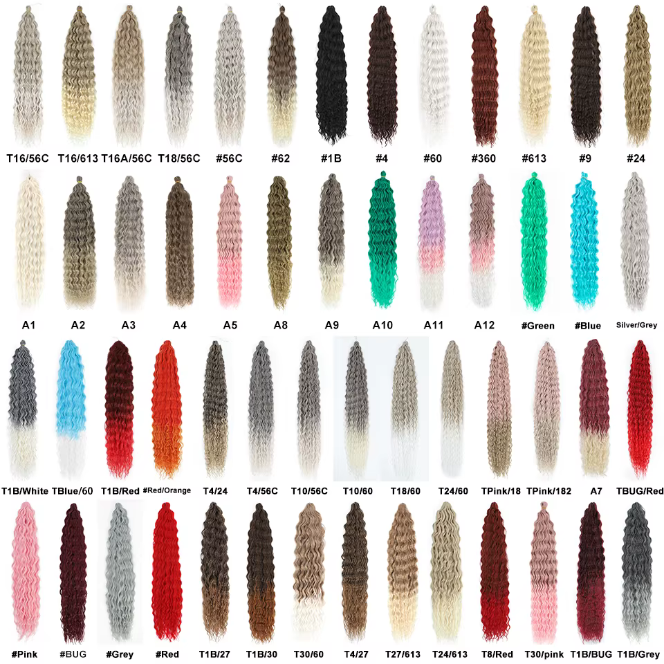 Extensions capillaires synthétiques bouclées bordeaux, boucles Ariel, tresses au Crochet, ombrées vertes ondulées, cheveux Afro torsadés