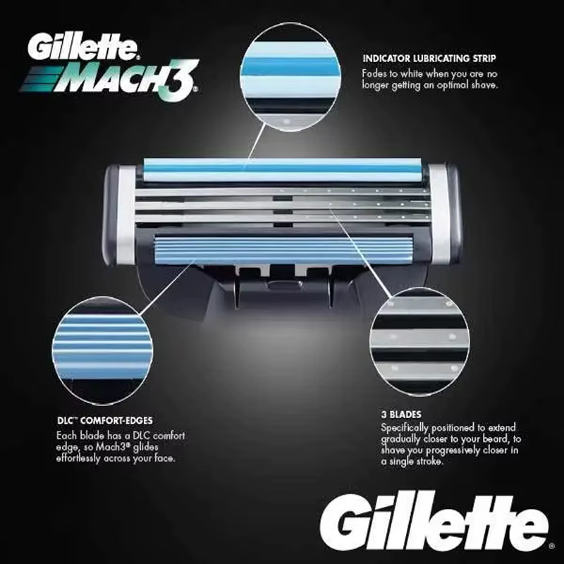 Gillette Mach 3 rasoir pour hommes 3 couches lames épilation