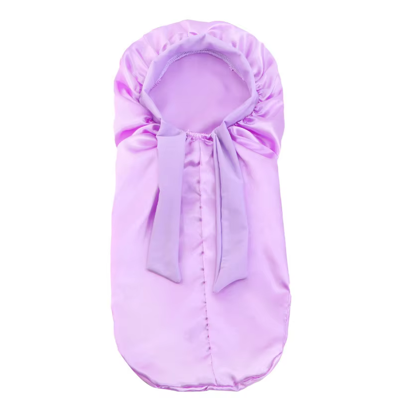 Bonnet de couchage en satin solide pour enfants, chaussettes longues pour filles, chapeau de nuit, injBonnet, soins des cheveux, écharpe de sauna, ruban, vêtements de sauna, rond, nouveau