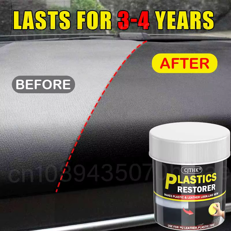 Restaurateur de plastique automobile 150g Retour au noir brillant Agent de rénovation du cuir et des panneaux intérieurs de l'automobile Revêtement de cire Agent de polissage automobile Réparation de