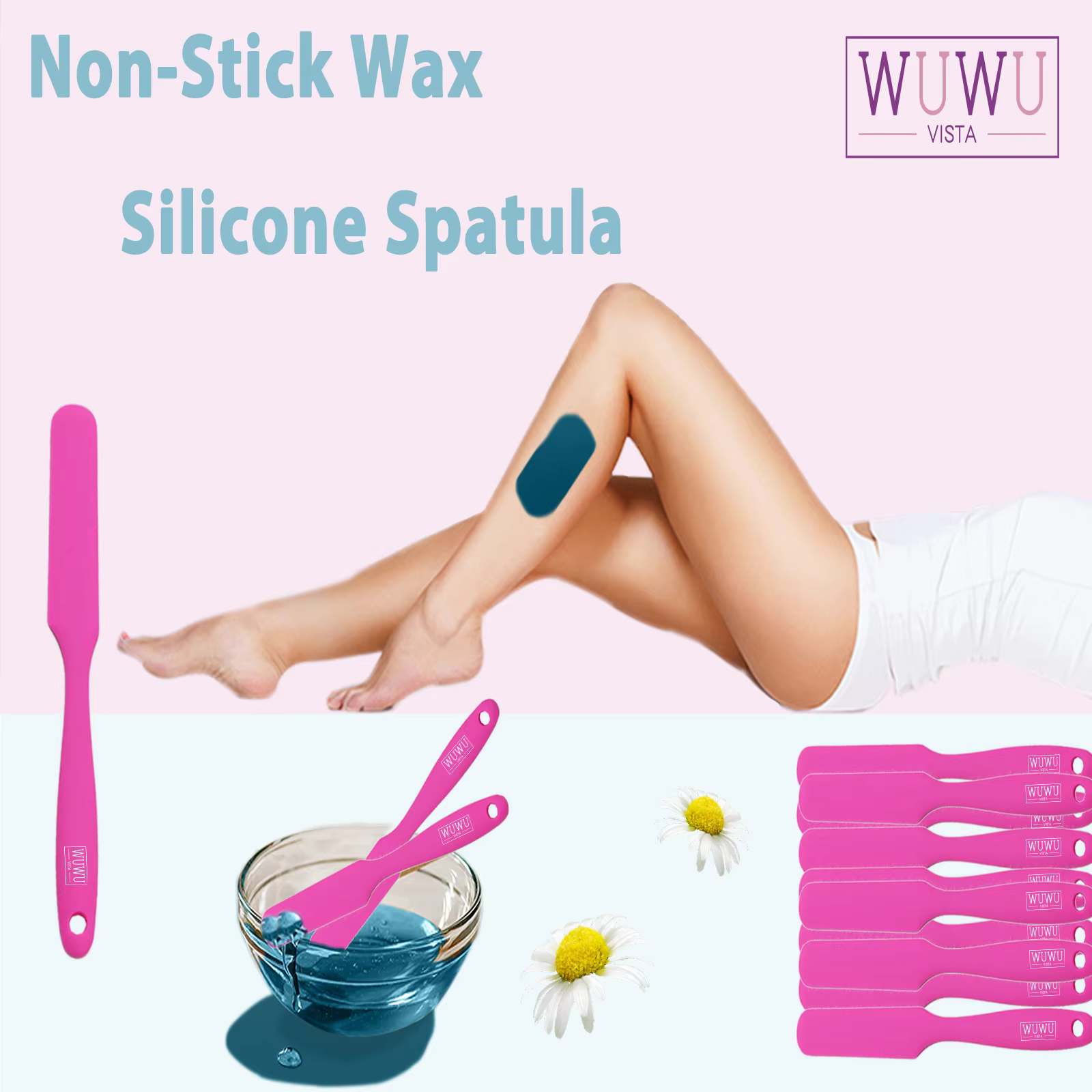 WUWUVISTA spatule de cire antiadhésive en silicone accessoires d'épilation facile à nettoyer et réutilisable grattoir