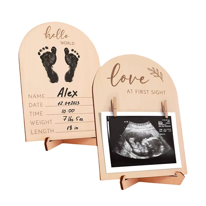 Nouvelle promotion : 1 ensemble d'ornements pour les futures mamans pour annoncer la grossesse ou la naissance d'un bébé, cadre photo en bois pour échographie