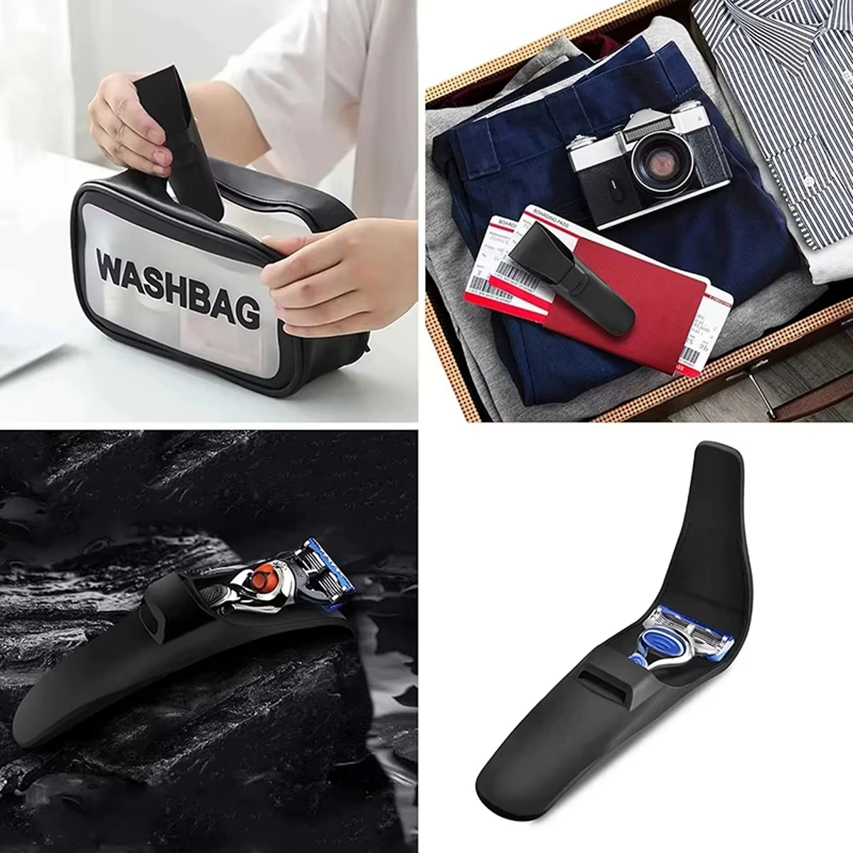 Étuis pour rasoir adaptés à la valise Portable en Silicone noir de haute qualité