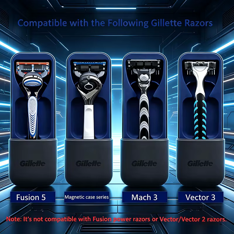 Boîte de rangement pour rasoir Gillette, ouverture et fermeture magnétiques, ventilation par drainage, boîte à gravité, boîte de protection portable pour voyage