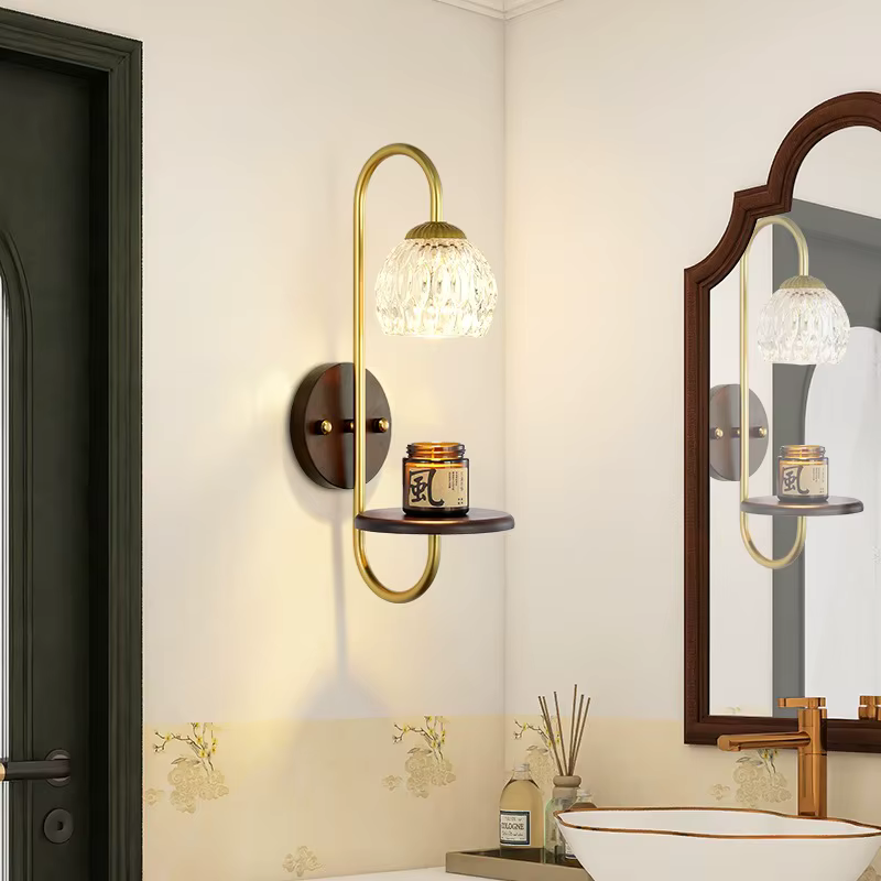 Applique Murale LED en Métal, Bois et Verre pour Allée et Couloir, Accessoire d'Avertissement d'Aromathérapie