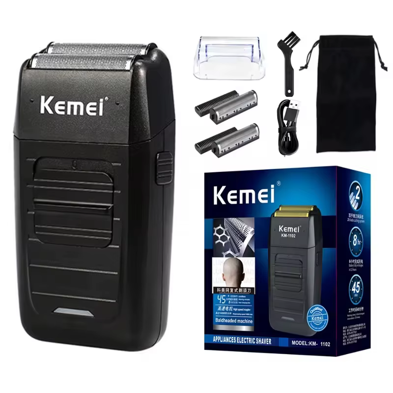 Kemei rasoir sans fil Rechargeable pour hommes double lame alternative barbe