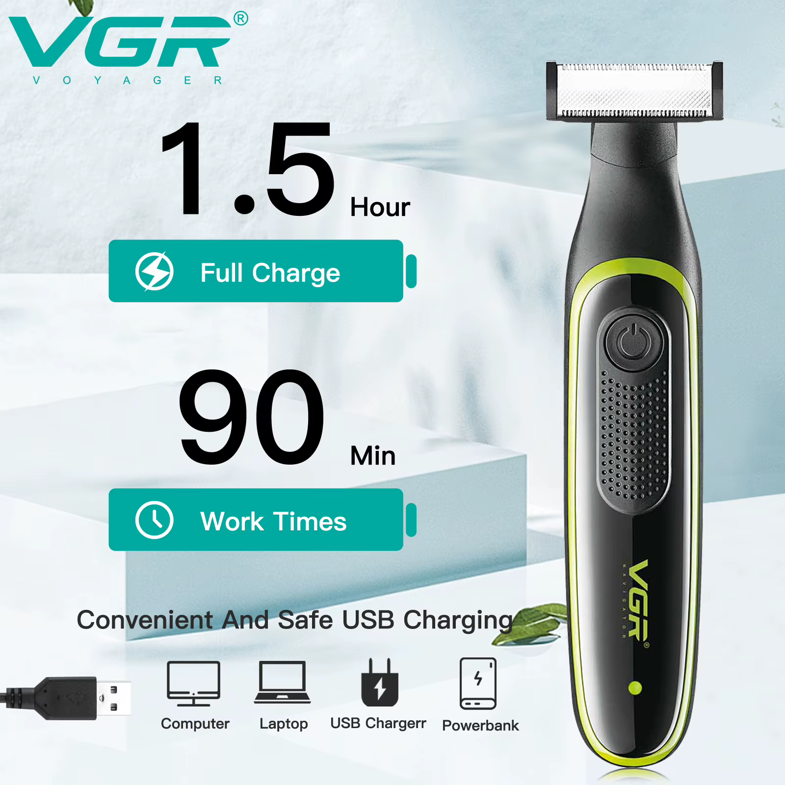 VGR une lame étanche cheveux tondeuse à barbe corps pubien Bikini rasoir Facial électrique