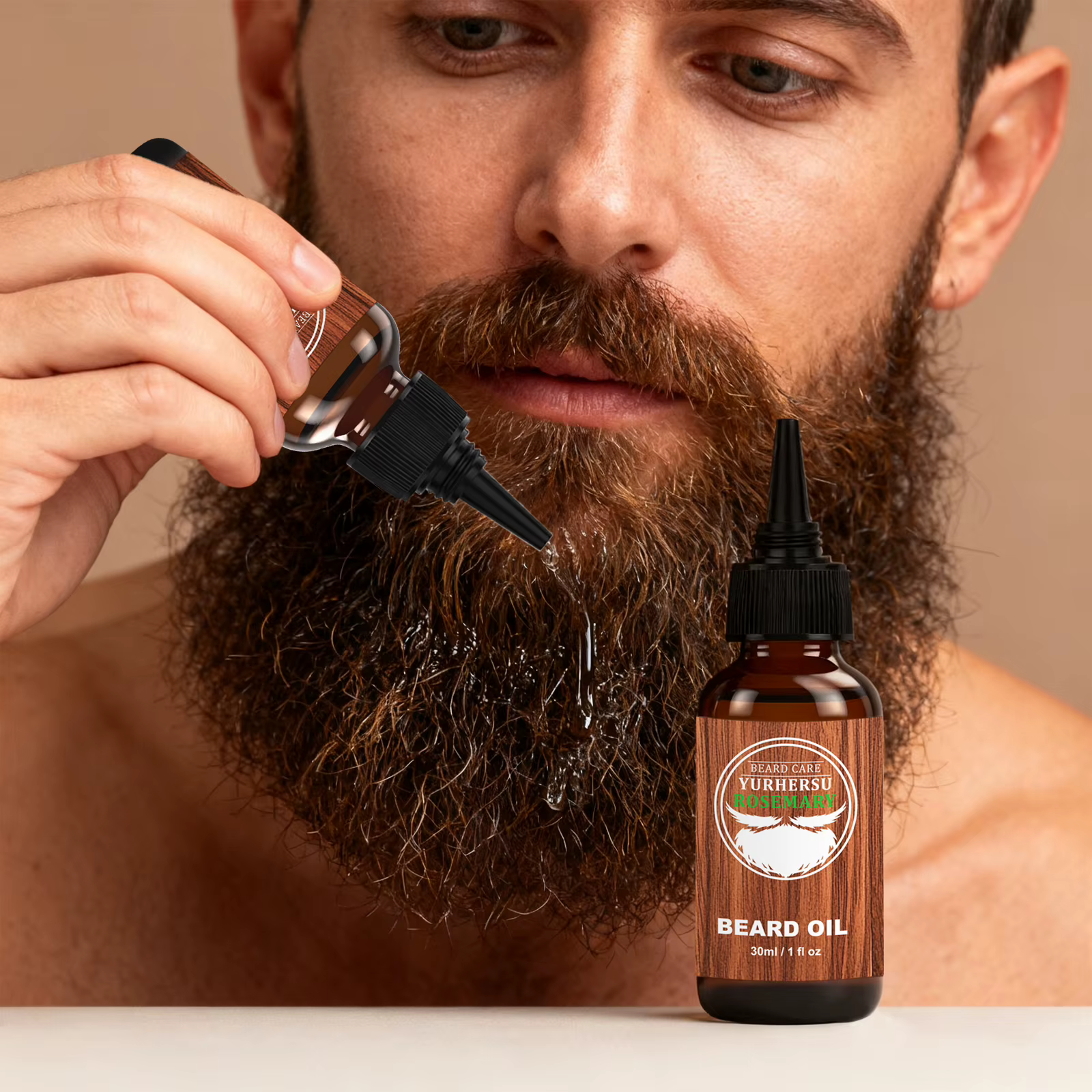 Huile de barbe Jojoba au romarin biologique – Parfum léger