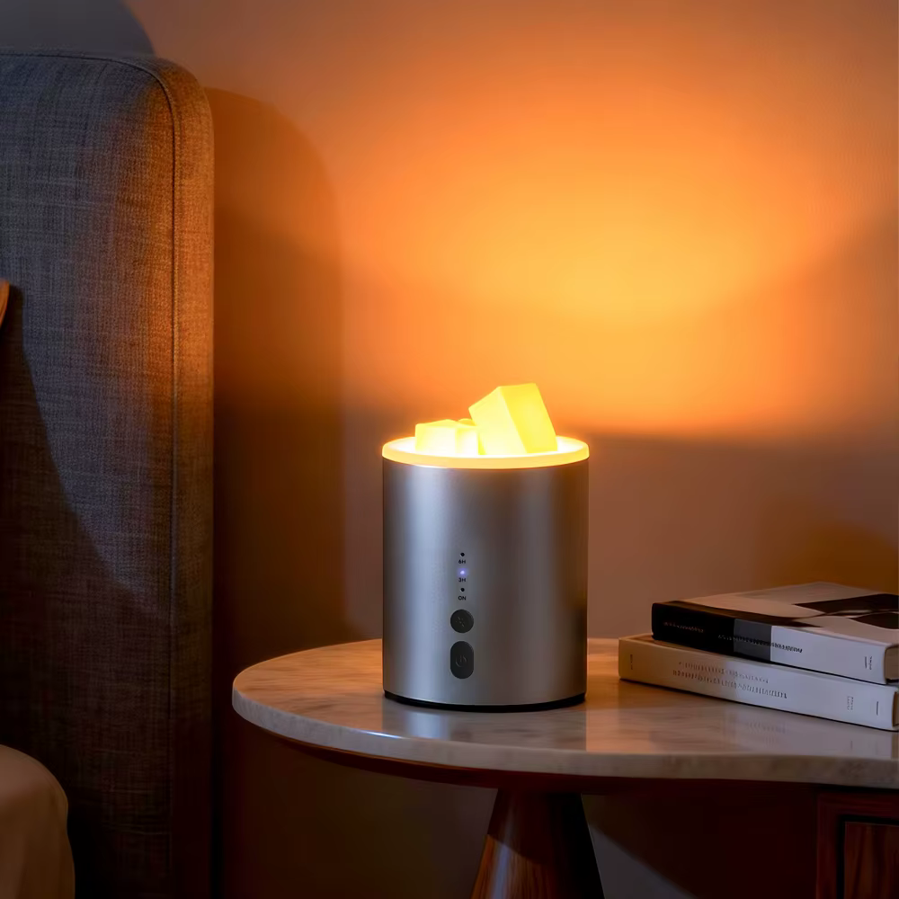Chauffe-bougie électrique multifonction en alliage d'aluminium avec lumière RVB, chauffe les cires fondues et les huiles essentielles, rose, argent, noir