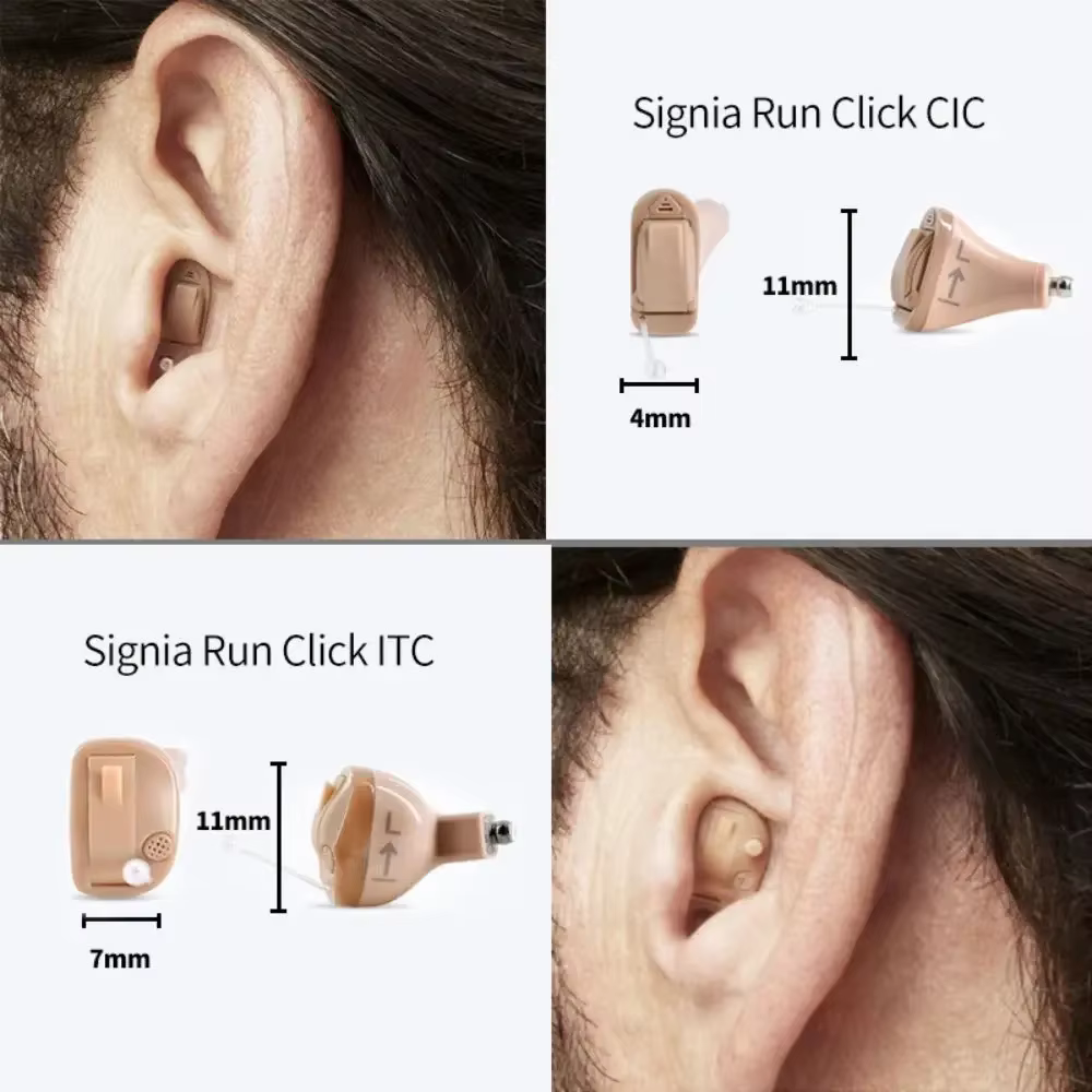 Signia 8 canaux numérique Invisible CIC aide auditive RUN Click ITC Signia Smartphone APP ajustement étui sec