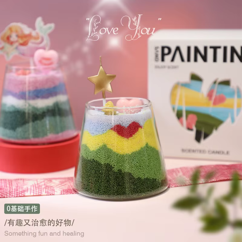 Bougie parfumée à peindre au sable DIY – Activités artisanales – Ornement de Noël – Cire de sable parfumée de qualité supérieure pour anniversaire – Cadeau créatif