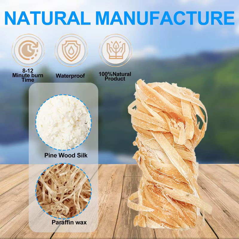 Allume-feu naturel portable 40/60 pièces, bâtonnets de cire de bois, adaptés aux cheminées domestiques, aux fours à foyer et aux barbecues d'extérieur