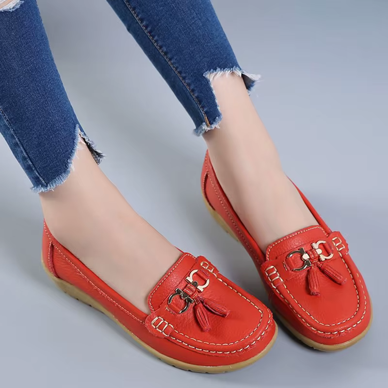 Chaussures de Ballet plates en cuir découpé pour femmes, mocassins respirants, chaussures de bateau, ballerine décontractées pour dames