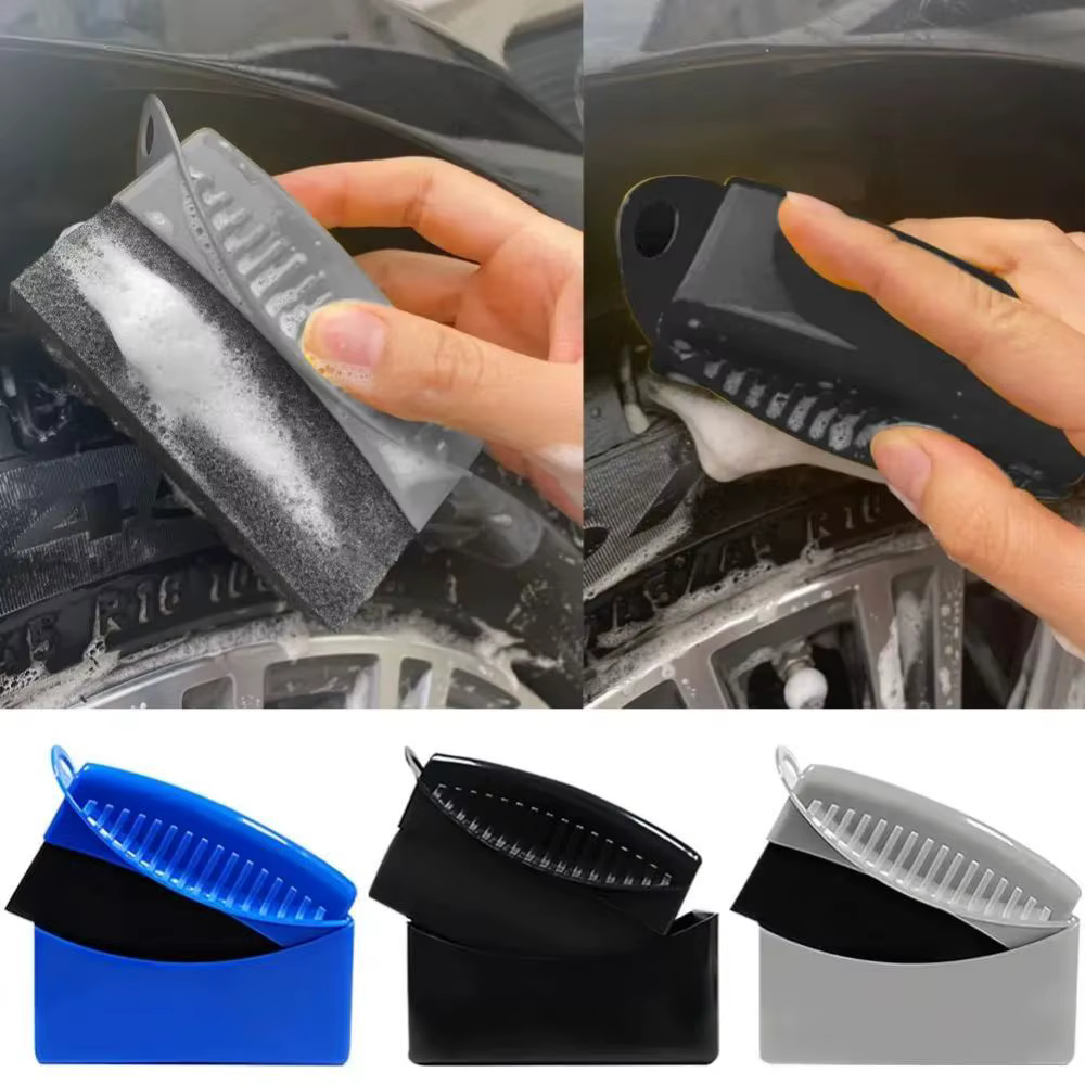 Brosse éponge à cirer avec couvercle, polissage de roues de voiture, ABS, lavage, nettoyage, Contour des pneus, tampons applicateurs, accessoires de détail