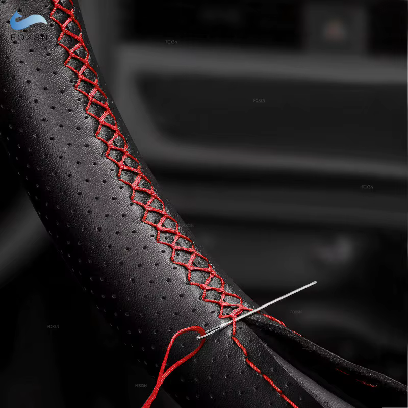 Couverture de volant intérieur de voiture en cuir microfibre perforé tressé à la main, accessoires de garniture pour citroën Triumph Old C4 c-quatre
