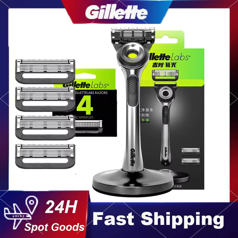 Gillette Labs Razor Aurora Series Flexdisc 5 couches lame à induction barbe rasage rasoir pour hommes avec support