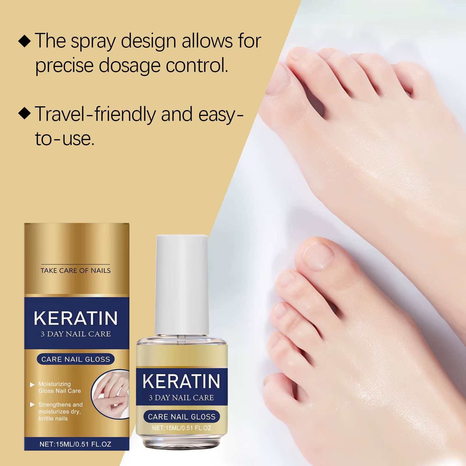 Huile Fortifiante pour Ongles à la Kératine – Réparation Végétale, Prévient la Casse, Nourrit en Profondeur, Traitement de Base, Renforce les Ongles
