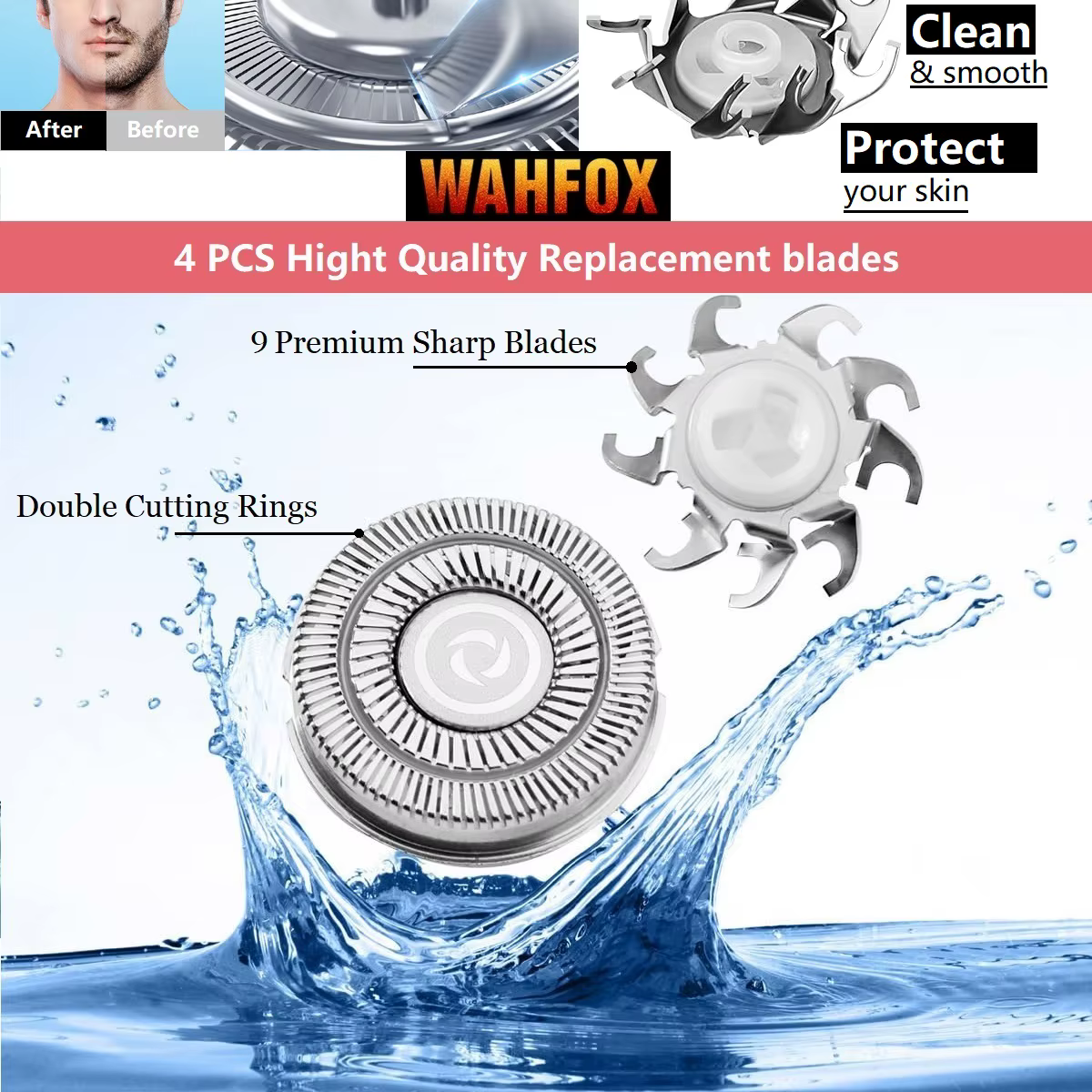 WAHFOX tête rasoir lames de rechange pour SKULL SHAVER Pitbull Carver PRO 4