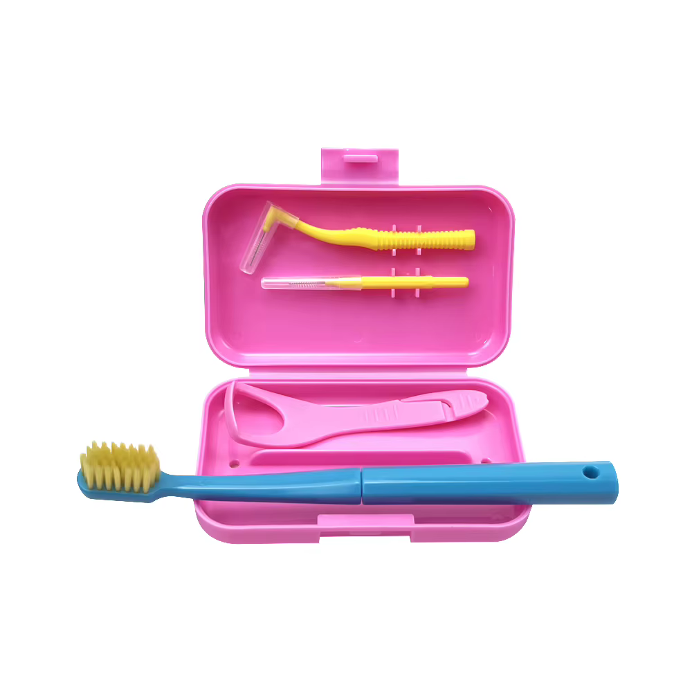 Livres buccaux-Analyste de soins avec brosse à dents, brosse interdentaire, grattoir à langue, boîte portable, outils d'hygiène buccale orthodontique, chaud
