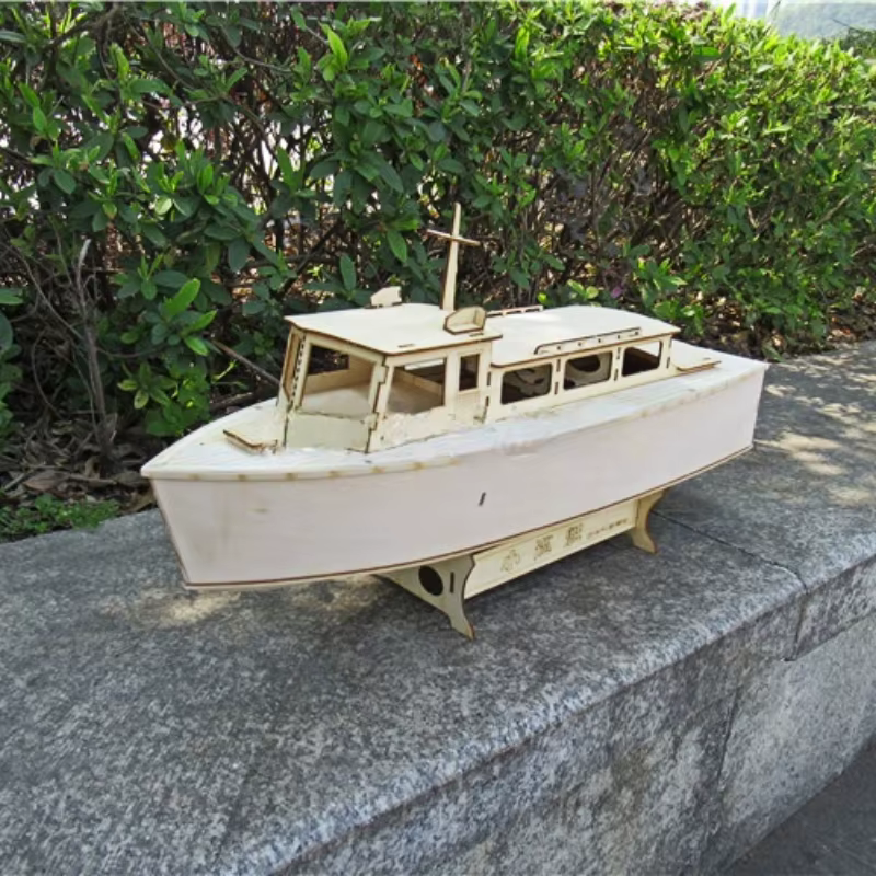 Kit de maquette de bateau en bois, petit bateau de patrouille, assemblé à la main, télécommande électrique, bricolage, jouet