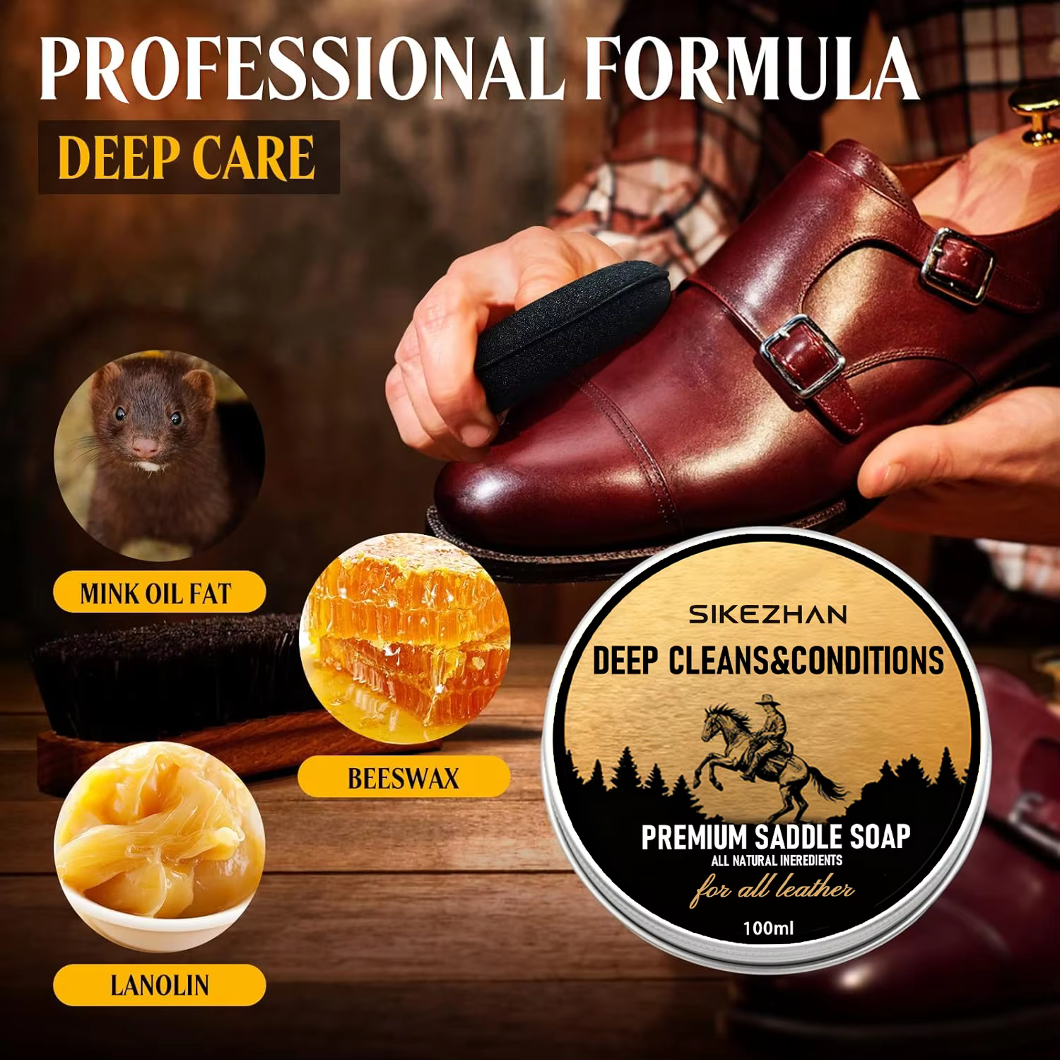 Savon de selle nettoyant pour chaussures en cuir – Savon de soin pour chaussures de qualité supérieure pour nettoyer en profondeur, état, restaurer et protéger les chaussures et les bottes en cuir
