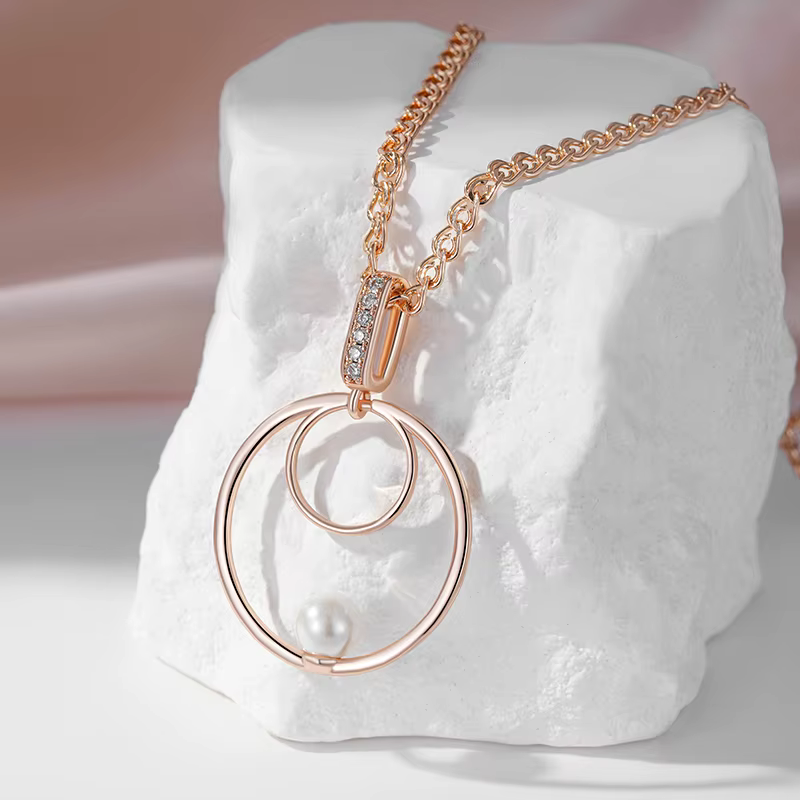 SYOUJYO – collier rond en Zircon naturel pour femmes, Micro cire, couleur or Rose 585, bijoux de luxe à la mode, cadeau