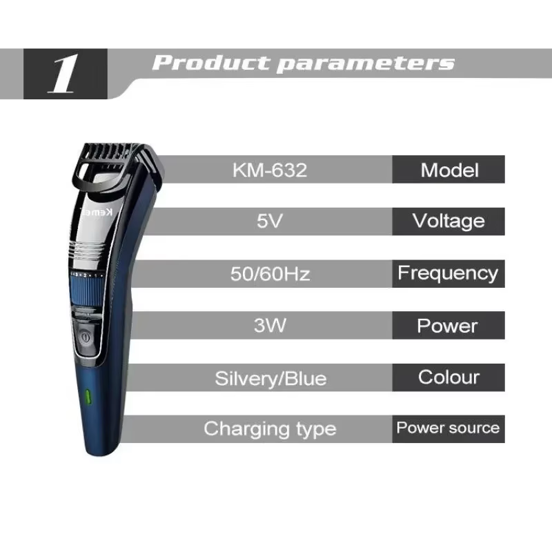 Tondeuse à barbe réglable Kemei 632 (0
