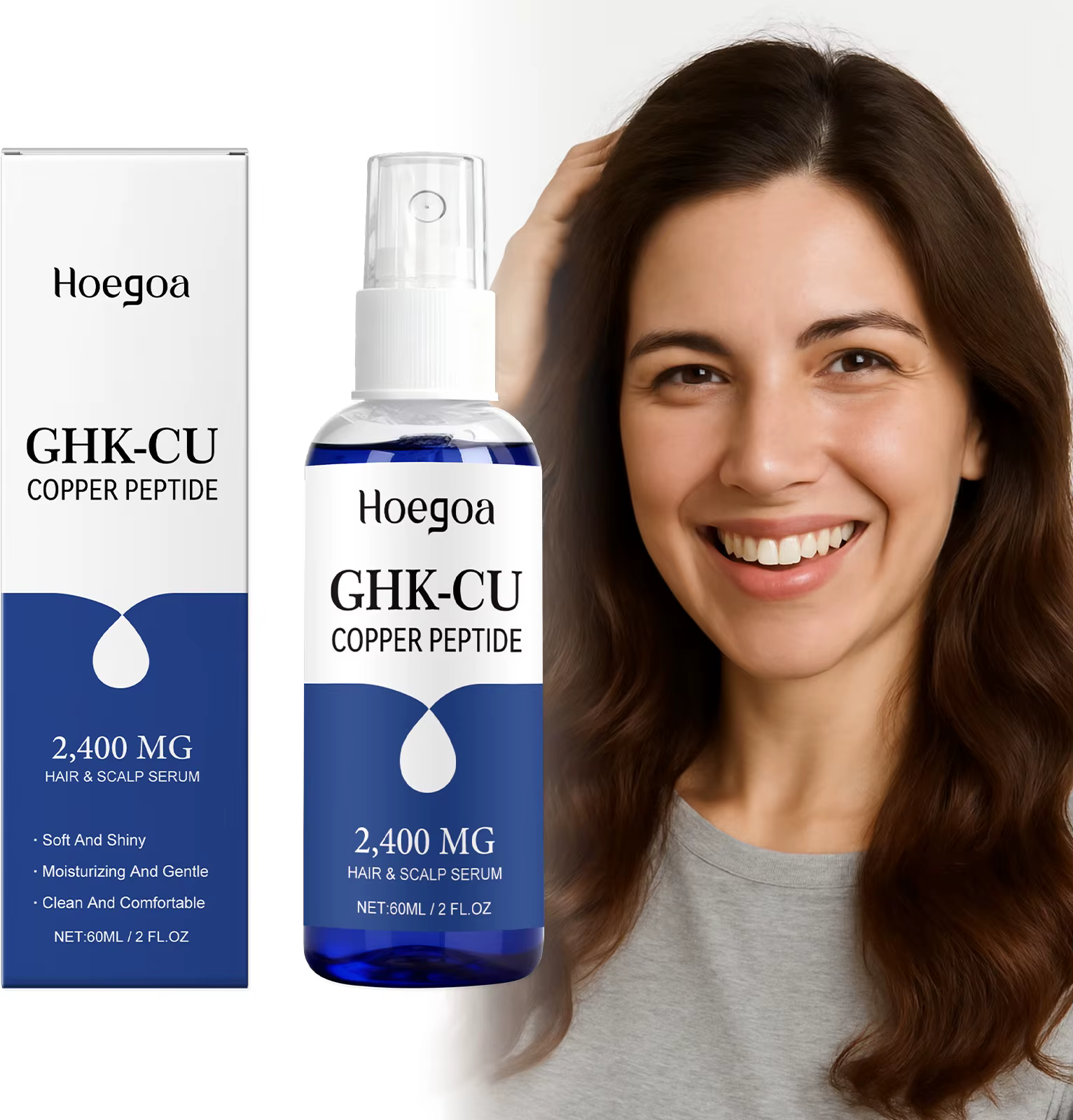 Sérum capillaire hydratant en spray au peptide de cuivre Ghk-Cu pour la croissance des cheveux