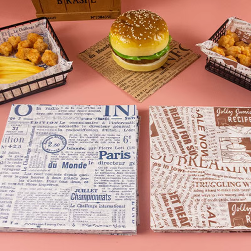 100 Pcs Papier sulfurisé anti-graisse pour emballage alimentaire, pain, frites, sandwichs, burgers, outil de cuisson