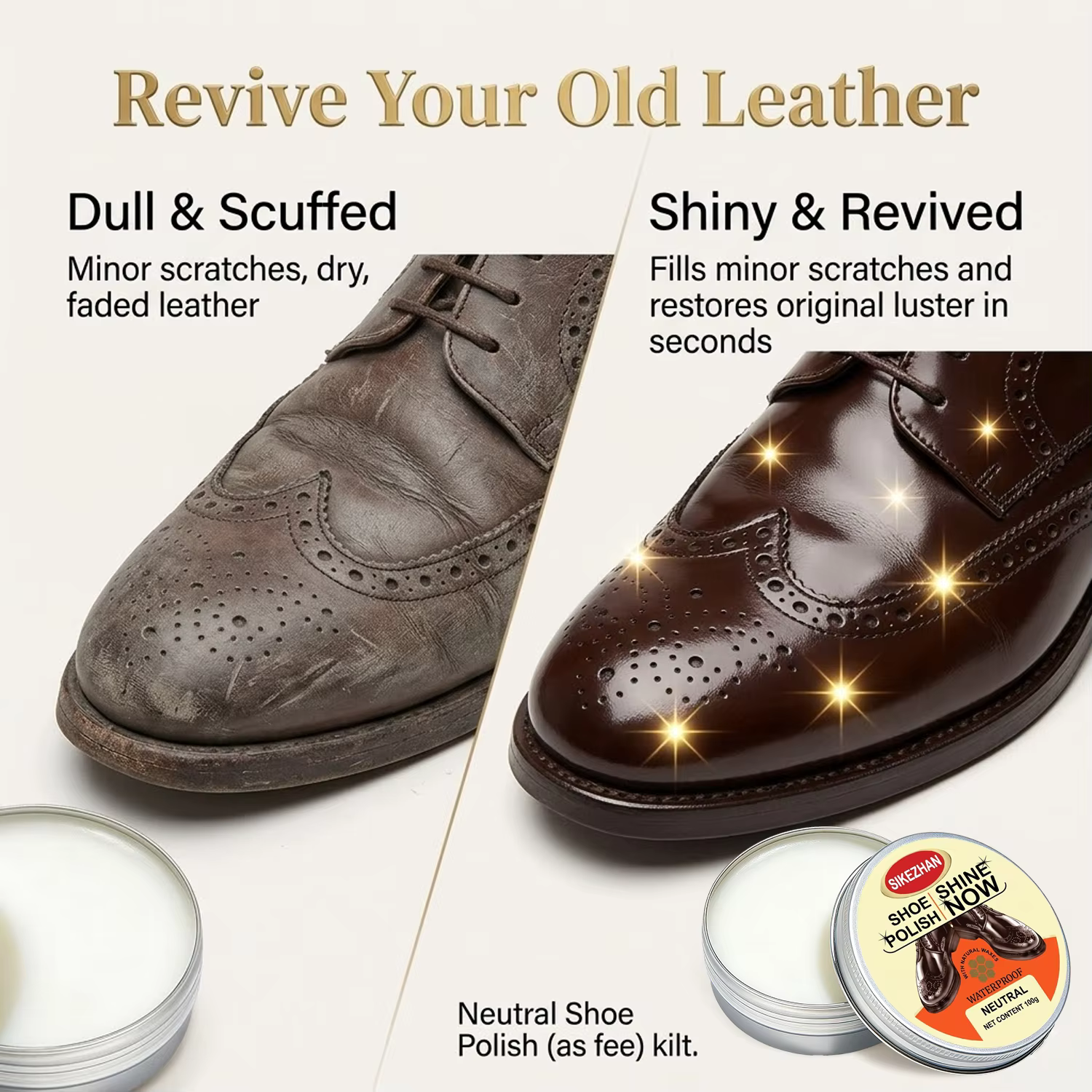 Crème pour cuir à la cire d'abeille de qualité supérieure SIKEZHAN : Conditionneur universel pour bottes et sacs - Restauration professionnelle et brillance instantanée