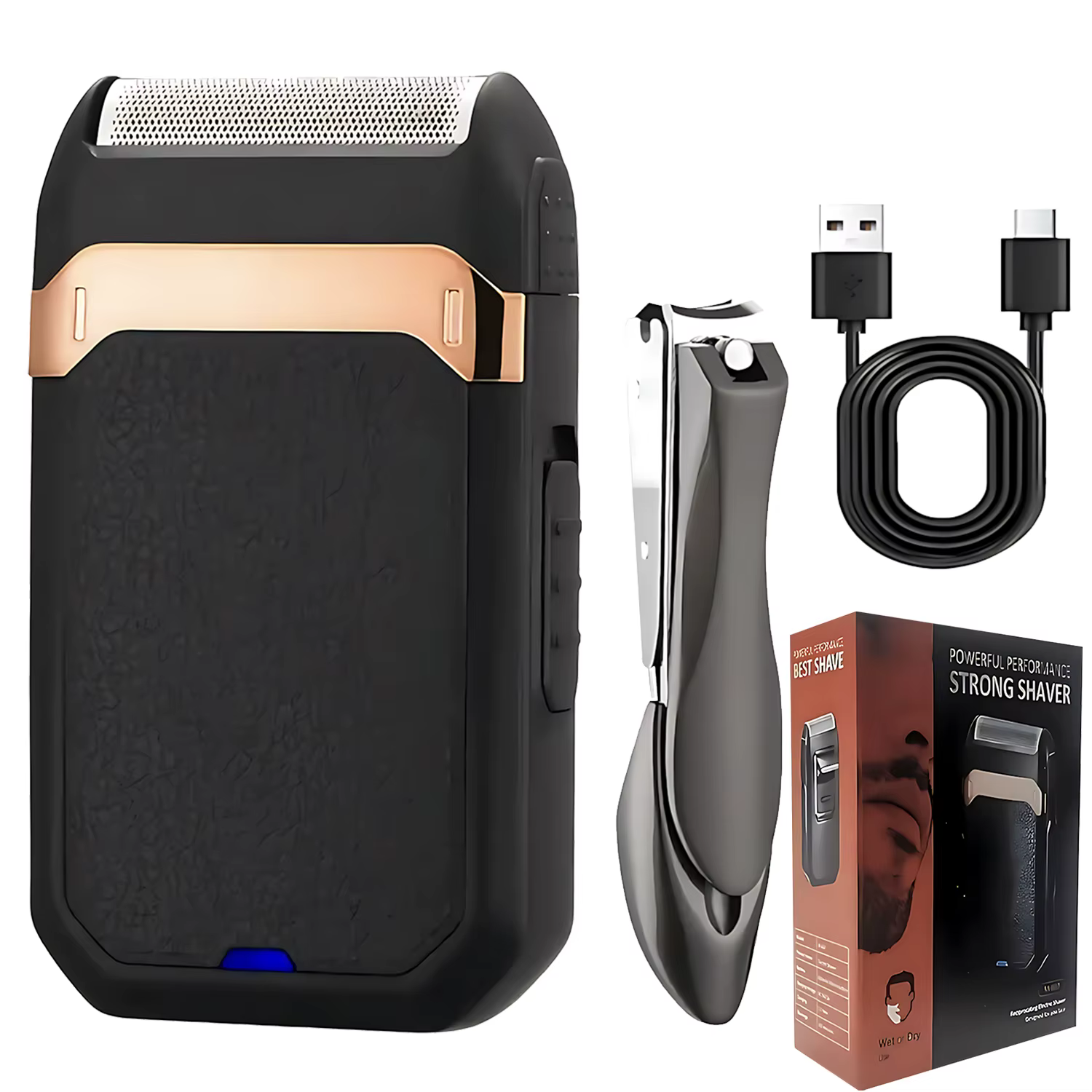 Rasoir à barbe tondeuse à favoris électrique pour homme avec coupe-ongles batterie au Lithium Rechargeable