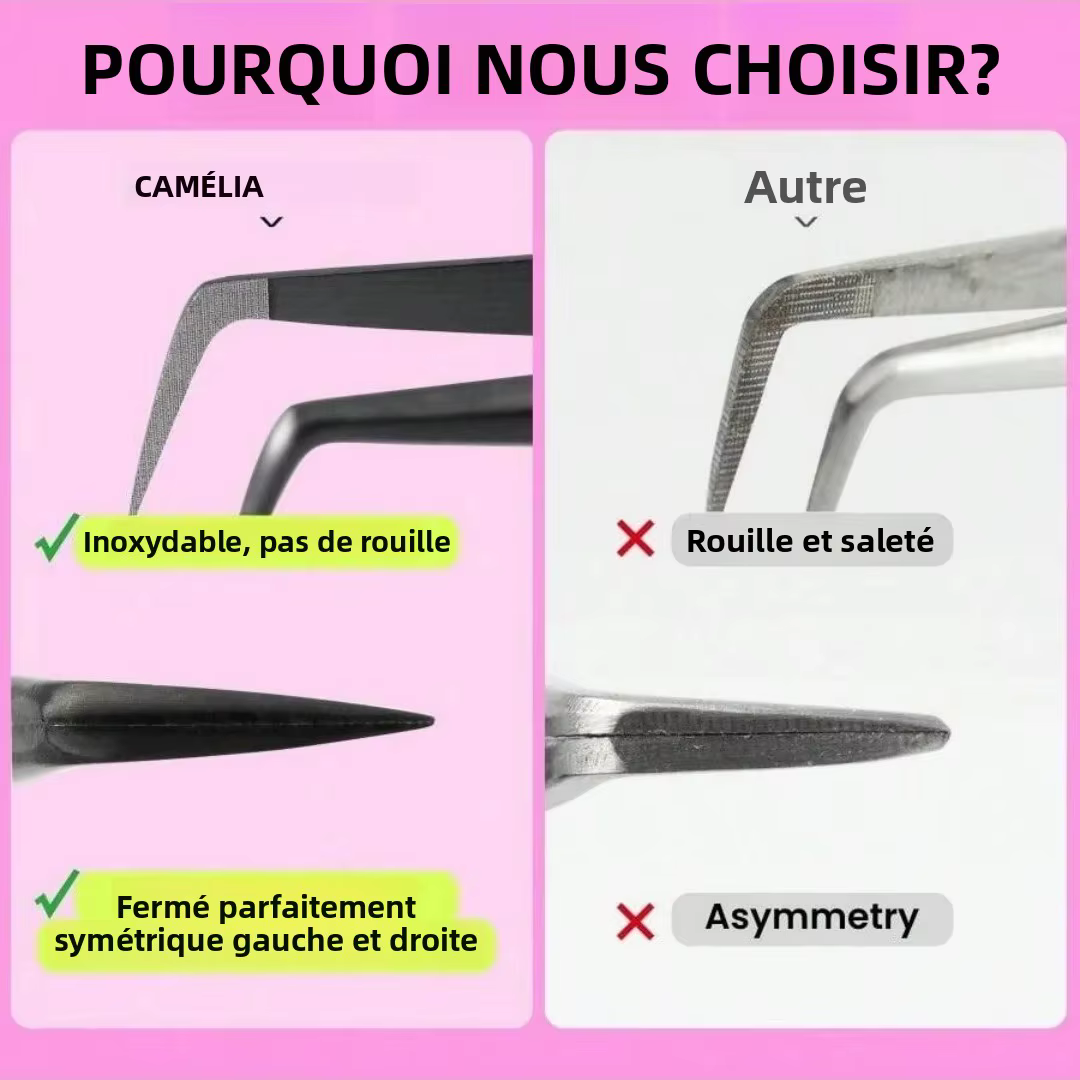 3 pièces ensemble pince à cils professionnelle titane tête incurvée faux