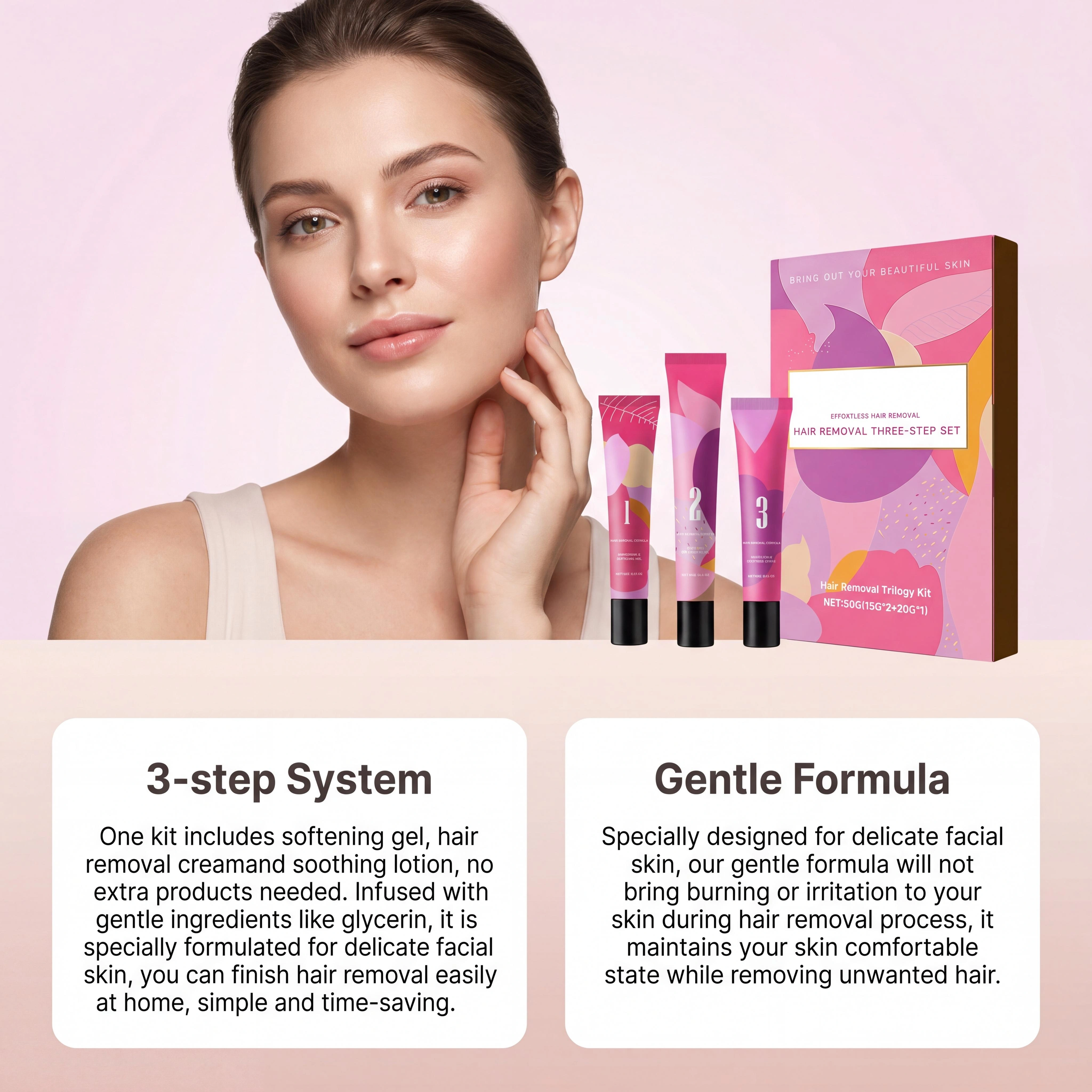 Kit de crème dépilatoire indolore pour le visage et le corps