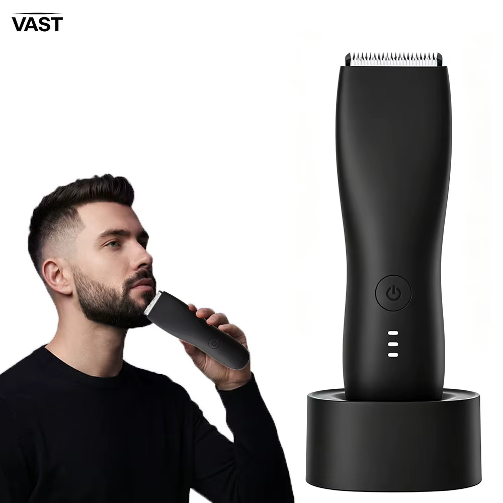 Tondeuse à barbe pour hommes, tondeuse à poils du corps étanche, rasoir électrique, appareil de soins corporels, utilisation à sec ou à l’eau, pour la zone pubienne, la barbe, les jambes et la poitrin