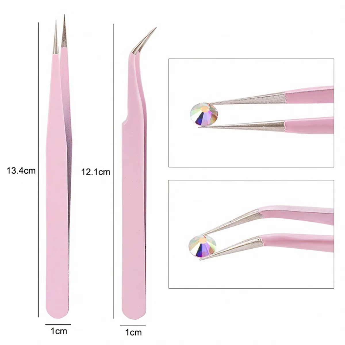 Pincettes roses en acier inoxydable pour Nail Art