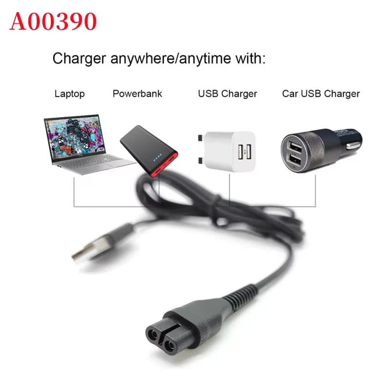 Câble de chargement USB 4.3V pour rasoir Philips A00390 One Blade QP2520 QG3340